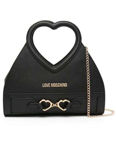 Love Moschino Handtasche mit Herzhenkeln - Schwarz