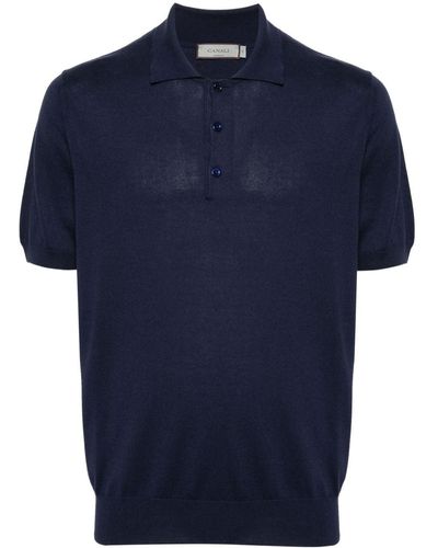 Canali Fine-knit Polo Shirt - Blue