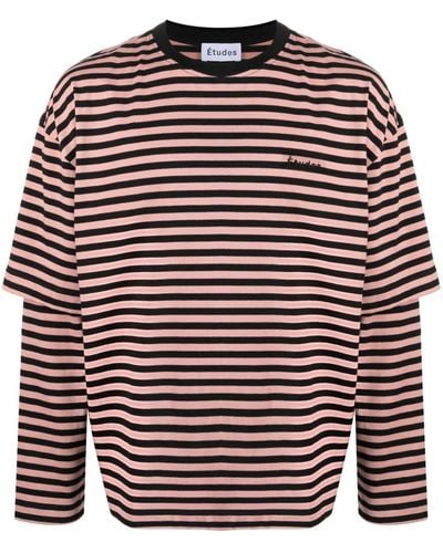 Etudes Studio Stripe-patterned double-sleeve T-shirt - Rosso