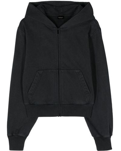 Balenciaga Zip-up Cropped Hoodie - Black