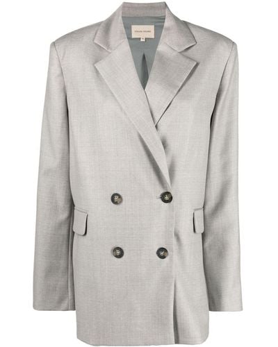 Loulou Studio Double-breasted Wool Blazer - Gray