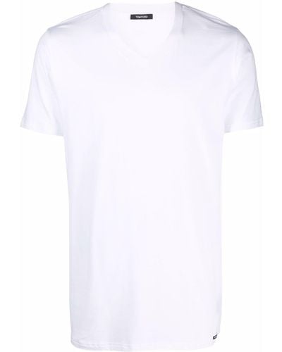 Tom Ford Camiseta ajustada con cuello en V - Blanco