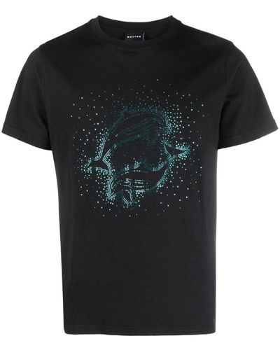 BOTTER T-Shirt mit strassverzierten Delfinen - Schwarz