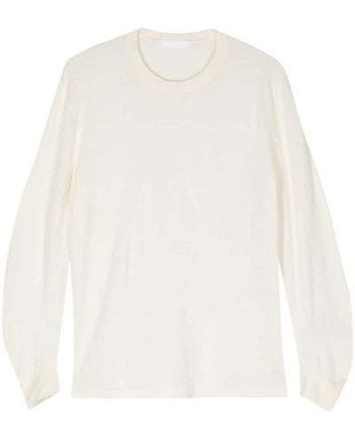 Helmut Lang Curve-sleeve Fine-knit Sweater - White