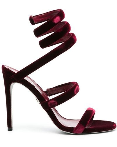 Rene Caovilla Cleo 110mm Velvet-finish Sandals - Pink