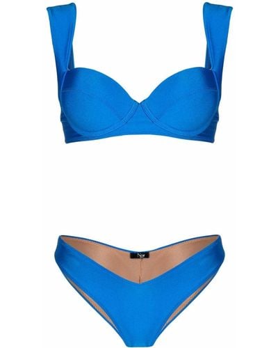 Noire Swimwear Shine Finish Bikini Set - Blue