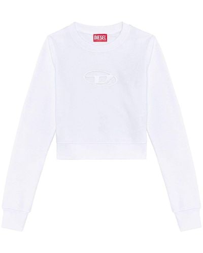 DIESEL Kurzes Sweatshirt mit Cutout-Logo - Weiß