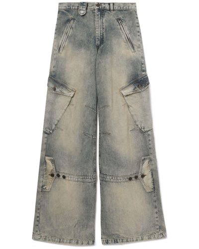 Egonlab Wide-leg Denim Cargo Jeans - Grey