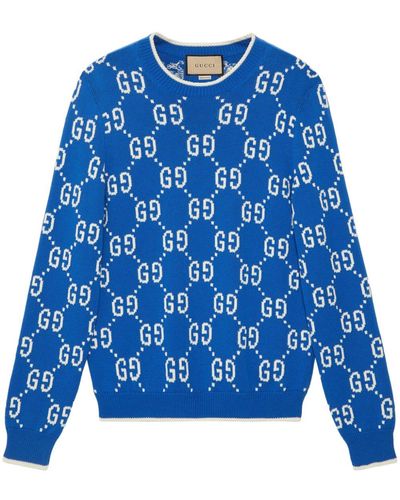 Gucci Gg コットンニットセーター - ブルー