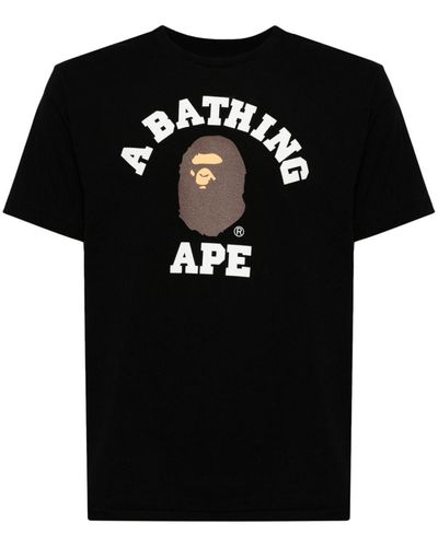 A Bathing Ape College Logo-print Cotton T-shirt - Black