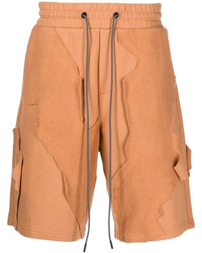 Mostly Heard Rarely Seen Patchwork Drawstring Shorts - Orange