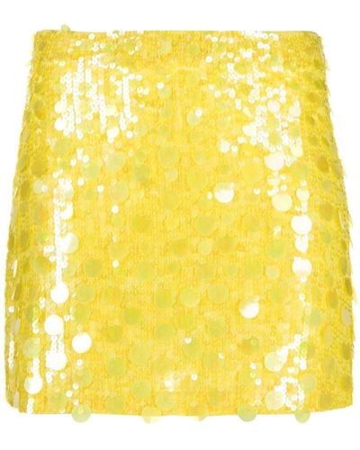 P.A.R.O.S.H. High-waisted Sequin-embellished Skirt - Yellow