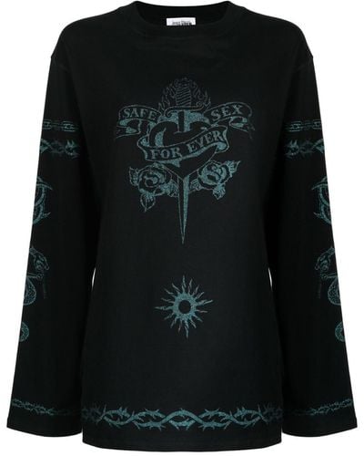 Jean Paul Gaultier T-shirt à logo pailleté - Noir