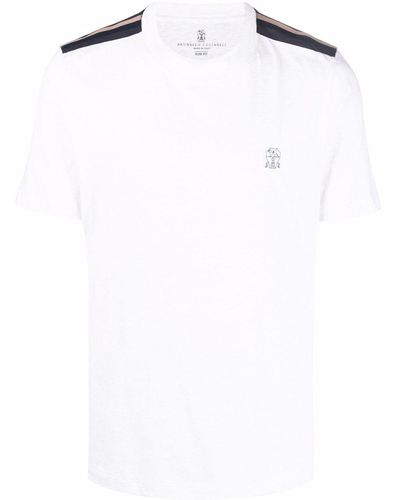 Brunello Cucinelli ストライプパネル Tシャツ - ホワイト