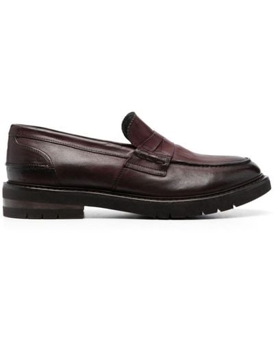 Moma Nairobi Penny-slot Leather Loafers - Brown