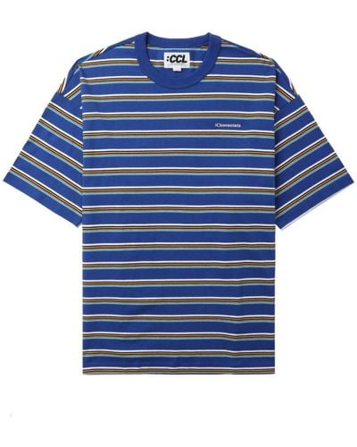 Chocoolate Logo-embroidered Striped Cotton Shirt - Blue