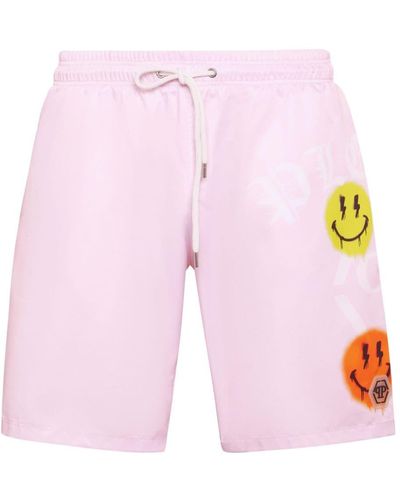 Philipp Plein Logo-print Swim Shorts - Pink