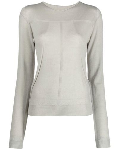 Rick Owens Panelled Virgin Wool Jumper - Grey