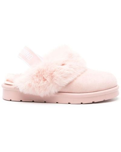 Love Moschino Logo-print Suede Slippers - Pink