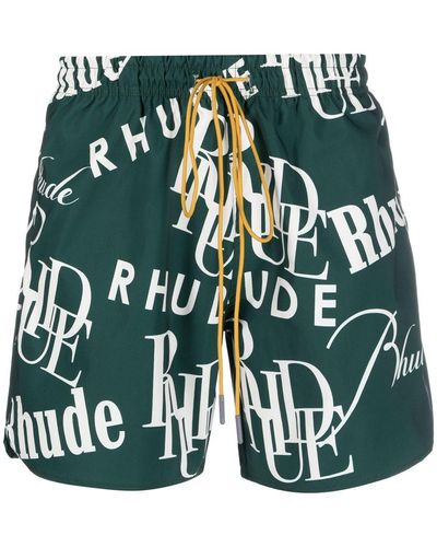 Rhude Shorts Met Grafische Print - Groen