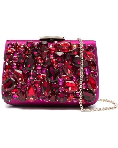 Giambattista Valli Crystal-embellished Clutch Bag - Red