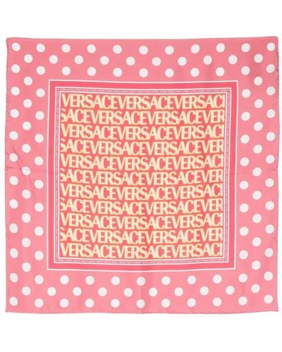 Versace Logo Polka-dot Print Scarf - Pink