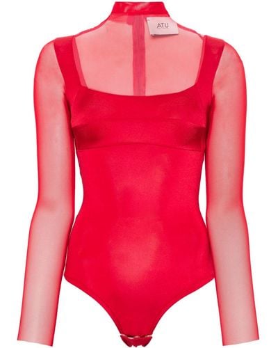 Atu Body Couture Body mit Mesh-Einsatz - Rot