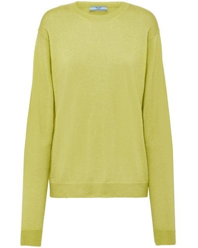 Prada Logo-appliqué Cashmere Sweater - Yellow