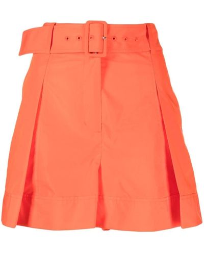 3.1 Phillip Lim Pleat-detail Belted Shorts - Orange