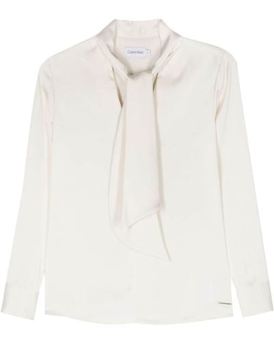 Calvin Klein Blusa con fiocco - Bianco