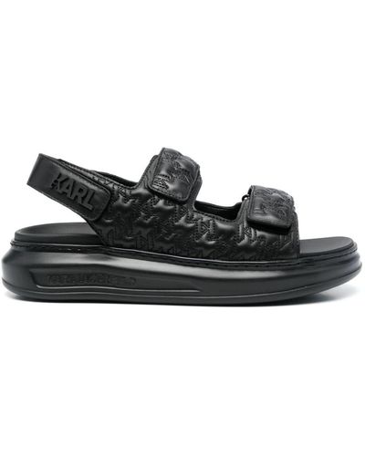 Karl Lagerfeld Touch-strap Leather Sandals - Black