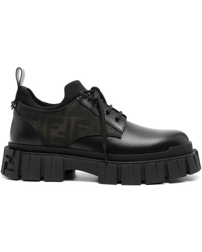 Fendi Zapatos derby Force con paneles - Negro