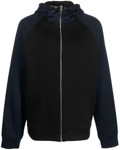 Alexander McQueen Hoodie zippé à design colour block - Noir