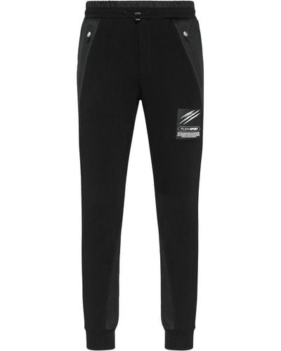 Philipp Plein Pantalon de jogging en coton mélangé à patch logo - Noir