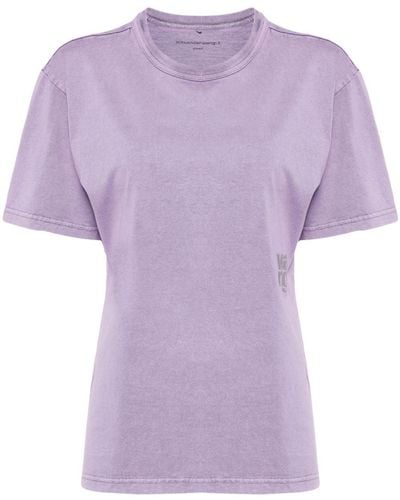Alexander Wang Puff Logo Boxy-fit Cotton T-shirt - Purple
