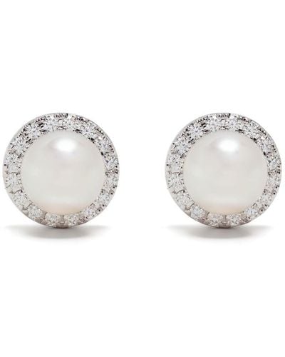 Tasaki Orecchini in oro bianco 18kt con diamanti e perle Akoya