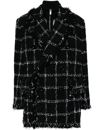 Sacai Fringed-edge Tweed Jacket - Black