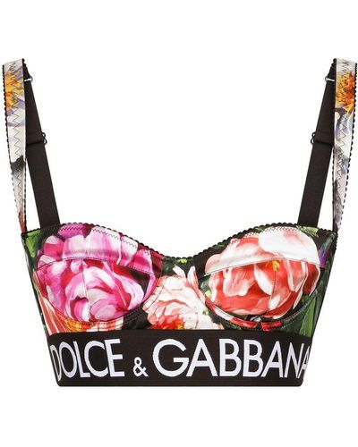Dolce & Gabbana Reggiseno a balconcino con stampa a fiori - Rosa