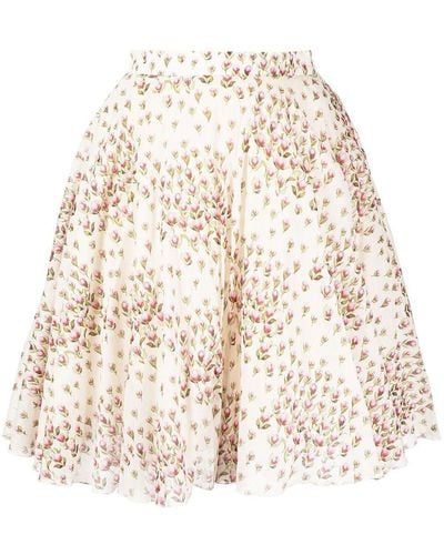 Giambattista Valli Floral-print Flared Skirt - Natural