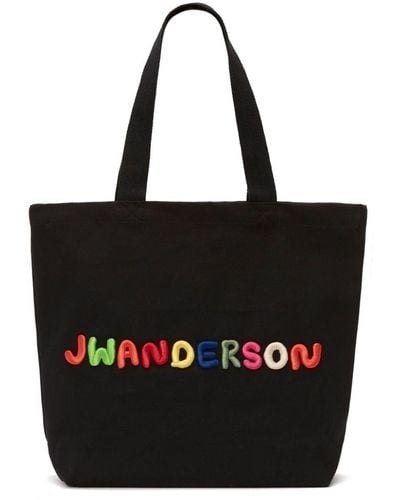 JW Anderson Bolso shopper con logo bordado - Negro