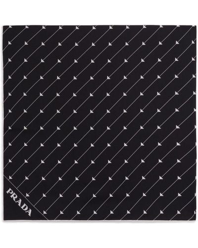 Prada Logo-print Silk Foulard - Black