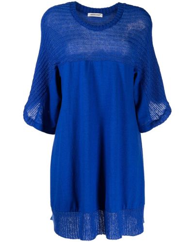 Undercover Panelled Ribbed-knit Short Dress - Blue