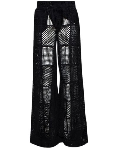 Roberta Einer Crochet-knit Wide-leg Trousers - Black
