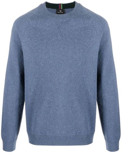PS by Paul Smith Mélange-effect Merino Wool Crew-neck Sweater - Blue