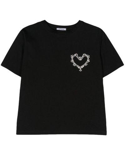 Parlor T-shirt Verfraaid Met Kristallen - Zwart