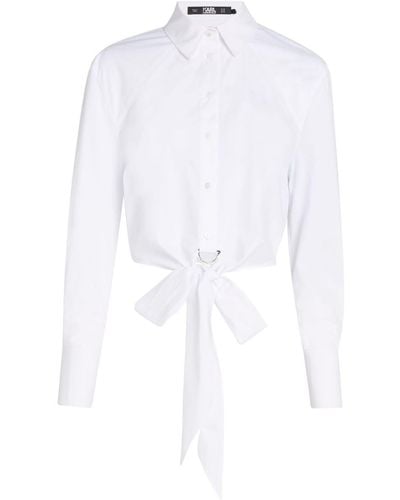 Karl Lagerfeld Popeline-Hemd mit D-Ring - Weiß
