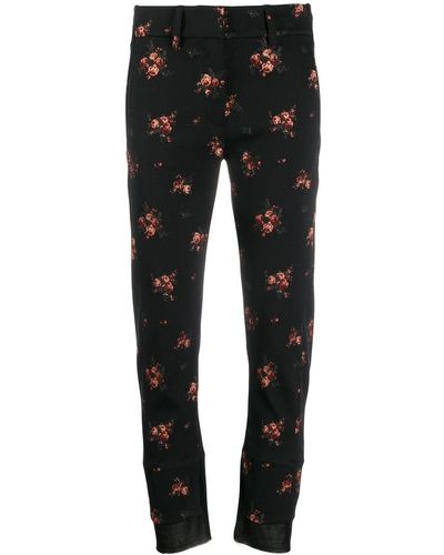 Ann Demeulemeester Pantalones con estampado floral - Negro