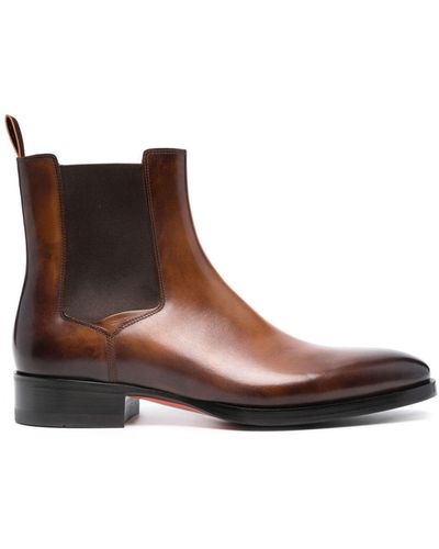 Santoni Bottines chelsea en cuir - Marron