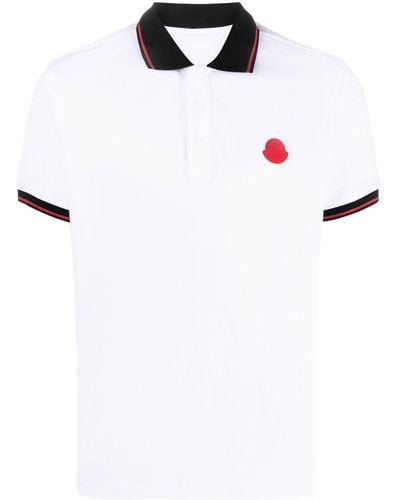 Moncler Polo en coton à patch logo - Blanc