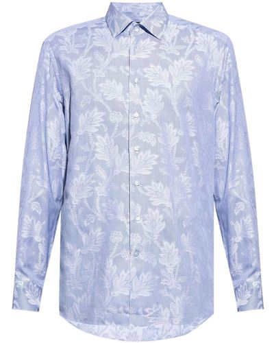 Etro Floral-print cotton shirt - Blau